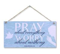 CARISPIBET Pray for anything Worry about nothing Religious signs for house décor home signs bible inspiration faith door signs living room house decoration plaque 6" x 12''