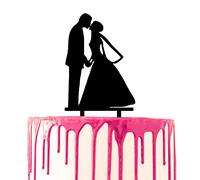 CARISPIBET wedding cake topper groom and bride kissing while holding hands acrylic silhouette