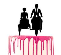 CARISPIBET wedding cake topper motorbike with side car funny bike lovers motorcycle decoration