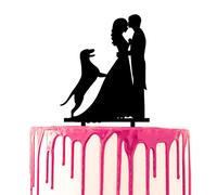 CARISPIBET Wedding cake topper party cake decorative for dog lovers animal lover groom and bride forehead kiss acrylic silhouette