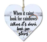 CARISPIBET When it rains look for rainbows Home signs house decorative plaques cute and inspirational wall signs for your house décor 5"x 5"