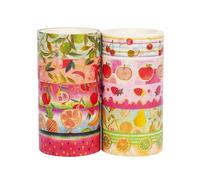 CARISSETT 10Rolls Fruit Tape 15mmX9.8ft Decorative Sticker Aesthetic Paper Tapes For Scrapbooking Journal Notebook Album Packaging School Office Decoration Tape