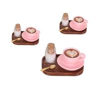 CARISSETT 3pcs Miniature Coffee Cup and Saucer Dollhouses Accessories Pretend Play Construction Miniature Accessories