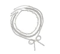 CARISSETT Adjustable Chain Necklace Addition Sophisticated Pearls Necklace With Unique Bowknot Pendant For Fashion Lover Bowknot Pendant