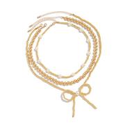 CARISSETT Adjustable Chain Necklace Addition Sophisticated Pearls Necklace With Unique Bowknot Pendant For Fashion Lover Bowknot Pendant