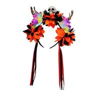 CARISSETT Adjustable Skull Headpiece With Floral Skeleton Hands Halloween Hairband For Women Men Children Costume Accessories Halloween Hairband