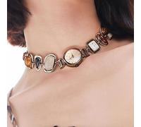 CARISSETT Elegant Real Clock Pendant Necklace Short Necklace Beads Texture Suitable For Fashionable Women Seeking Unique Styles Beaded