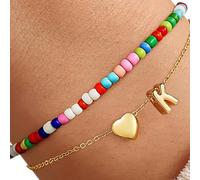 CARISSETT Fashion Beaded Letter for Women Girls Layering Heart Beads Jewelry Stylish Wristlet Her Best Friend Trendy Layering Charm Girls