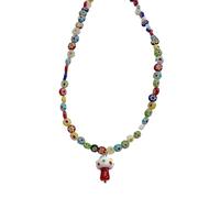 CARISSETT Handcraft Retro Styles Necklace With Vibranting Glass Beads And Unique Mushroom Charm For Fashion Enthusiasts Daily Use Handmade Statement Necklace