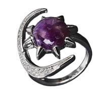 CARISSETT Handcrafted Moon And Star Crystal Jewelry Hypoallergenically Natural Gemstones Rings Handmade Finger Accessories Hypoallergenically Crystal Fashion