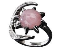 CARISSETT Handcrafted Moon And Star Crystal Jewelry Hypoallergenically Natural Gemstones Rings Handmade Finger Accessories Hypoallergenically Crystal Fashion