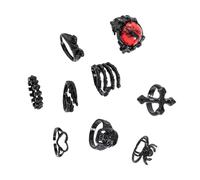 CARISSETT Multifuntional Gothic Rings Set Adjustable Alloy Texture Suitable For Music Festivals And Daily Wear Unique Gothic Jewelry