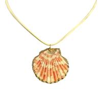 CARISSETT Natural Shell/Conch Bead Necklace Adjustable Rope Tie Closure Handmade Jewelry Lightweight Design Neckchain Cord