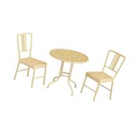 CARISSETT Realistic 1/12 Iron Garden Table and Chairs Set for Dollhouses 3PCS Weather Resistant Outdoor Decors Wrought Iron Dollhouses Patio Furniture