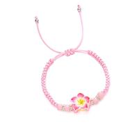 CARISSETT Soft Clay Woven Wristband With Colorful Flower Charm Handmade Braided Rope Wristchain Handmade Wrist Chain Accessories Hawaiian Inspired Woven