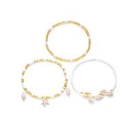 CARISSETT Stackable Anklet Multilayer Beach Jewelry with Seashells Starfishes Bead Comfortable Alloy Vacation Footwear Accessory Adjustable Resort Ankle Chain Jewelry