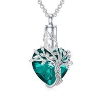 CARISSETT Stainless Steel Ashes Necklace for Cremation Memorial Featuring Entangled Tree Heart Design and Sealing Screw Closure with Heart Shaped Entangled Stainless Steel Cremation