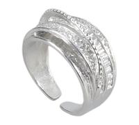 CARISSETT Stylish Open Adjustable Sparkling Cubic Zirconia Rings For Women Anniversary Engagement Wedding Gift Jewelry Accessory Cubic Zirconia Engagement Wedding Band