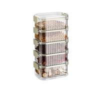 CARISSETT Transparency Multi Tiers Spices Organiser Leakproof Container Stackable Kitchen Storage Box For Salt Pepper Seasonings Seal Proof Box With Clear Window
