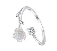 CARISSETT Unique Flower Adjustable Rings Flower Opening Stylish Eye Catching Finger Jewelry Silver Texture Daily Wear Jewelry