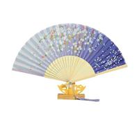 CARISSETT Vintage Florals Butterfly Pattern Folding Fan Silk Fabric Portable Cooling Accessories Hand Fan For Women Girls Gift Elegant Tassels Decorative