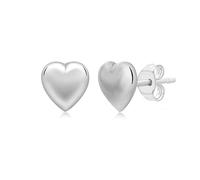 CARISSIMA Children's 9 ct White Gold 6.9 x 7.2 mm Puffed Heart Stud Earrings