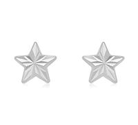 CARISSIMA Children's 9 ct White Gold Diamond Cut Star Stud Earrings