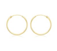 CARISSIMA Children's 9 ct Yellow Gold 1.2 mm Sleeper Hoop Earrings, 18 mm