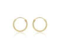 CARISSIMA Children's 9 ct Yellow Gold 10.5 mm Plain 1.2 mm Sleeper Hoop Earrings