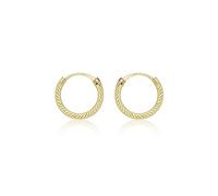 CARISSIMA Children's 9 ct Yellow Gold 11 mm Diamond Cut 1.4 mm Sleeper Hoop Earrings