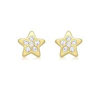 CARISSIMA Children's 9 ct Yellow Gold Cubic Zirconia Bezel Set 6 mm Star Stud Earrings