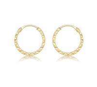 CARISSIMA Children's 9 ct Yellow Gold Diamond Cut Pattern 10.5 mm Endless Hoop Earrings