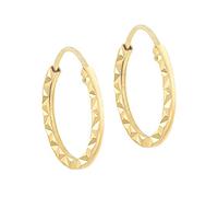 CARISSIMA Children's 9 ct Yellow Gold Diamond Cut Pattern 15 mm Endless Hoop Earrings
