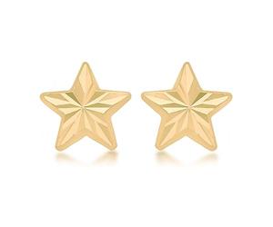 CARISSIMA Children's 9 ct Yellow Gold Diamond Cut Star Stud Earrings