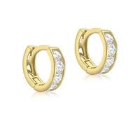 CARISSIMA Children's 9 ct Yellow Gold White Cubic Zirconia 9 mm Huggy Earrings
