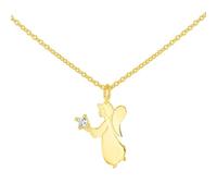 CARISSIMA Children's 9ct Yellow Gold 9mm x 14.5mm Angel With 1.5mm CZ Adjustable Necklace 19cm/7.5"- 21cm/8.25"
