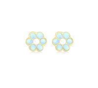 CARISSIMA Children's 9ct Yellow Gold Enamel Blue Flower Stud Earrings