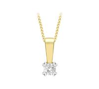 Carissima Gold 9ct Yellow Gold 0.10ct Diamond Solitaire Pendant on Chain Necklace of 46cm/18"