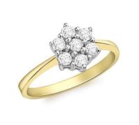 Carissima Gold Women's 18 ct Yellow Gold Round 0.50 ct Diamonds Cluster Ring
