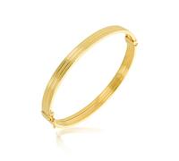 CARISSIMA Gold Women's 9ct Yellow Gold 5.9mm 3-Lines Textured And Polished Bangle