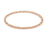 CARISSIMA Unisex 9 ct Rose Gold Hollow 3.1 mm Diamond Cut Prince of Wales Chain Bracelet of Length 19 cm/7.5 Inch