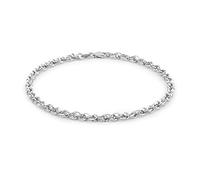 CARISSIMA Unisex 9 ct White Gold Hollow 3.1 mm Diamond Cut Prince of Wales Chain Bracelet of Length 19 cm/7.5 Inch