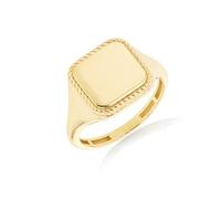 CARISSIMA Unisex 9ct Yellow Gold Square Twisted Rope Frame Signet Center Ring #K