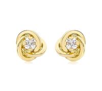CARISSIMA Women's 18 ct Yellow Gold 2.7 mm Cubic Zirconia and 6.5 mm Knot Stud Earrings