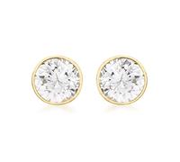 CARISSIMA Women's 18 ct Yellow Gold 7 mm Round Cubic Zirconia Stud Earrings