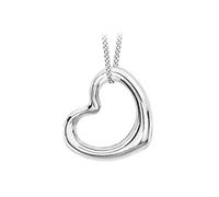 CARISSIMA Women's 18ct White Gold 12mm x 14mm Heart Slider Pendant on 18ct White Gold Diamond Cut Curb Chain 46cm/18