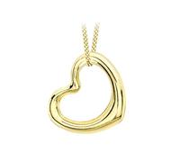 CARISSIMA Women's 18ct Yellow Gold 12mm x 14mm Heart Slider Pendant on 18ct Yellow Gold Diamond Cut Curb Chain 46cm/18