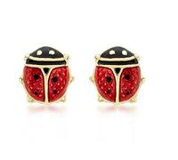 CARISSIMA Women's 18ct Yellow Gold Enamel Ladybird Stud Earrings