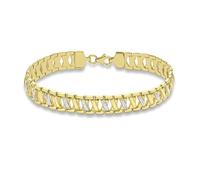 CARISSIMA Women's 9 ct 2 Colour Gold Diamond Cut Kiss Link Bracelet of Length 19 cm/7.5 inch