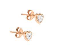CARISSIMA Women's 9 ct Rose Gold 4 mm Cubic Zirconia and 5 mm Heart Stud Earrings